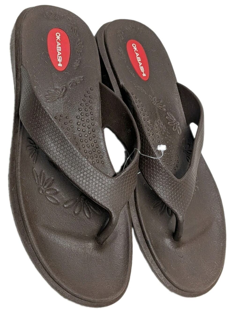 Okabashi Women's Surf Brown Flip Flop Sandals Size M/L Slip Resistant U.S.A.